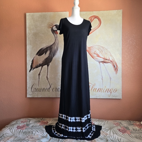 INC International Concepts Dresses & Skirts - INC International Concepts Maxi Dress Large Black White Tie Dye Rhinestone